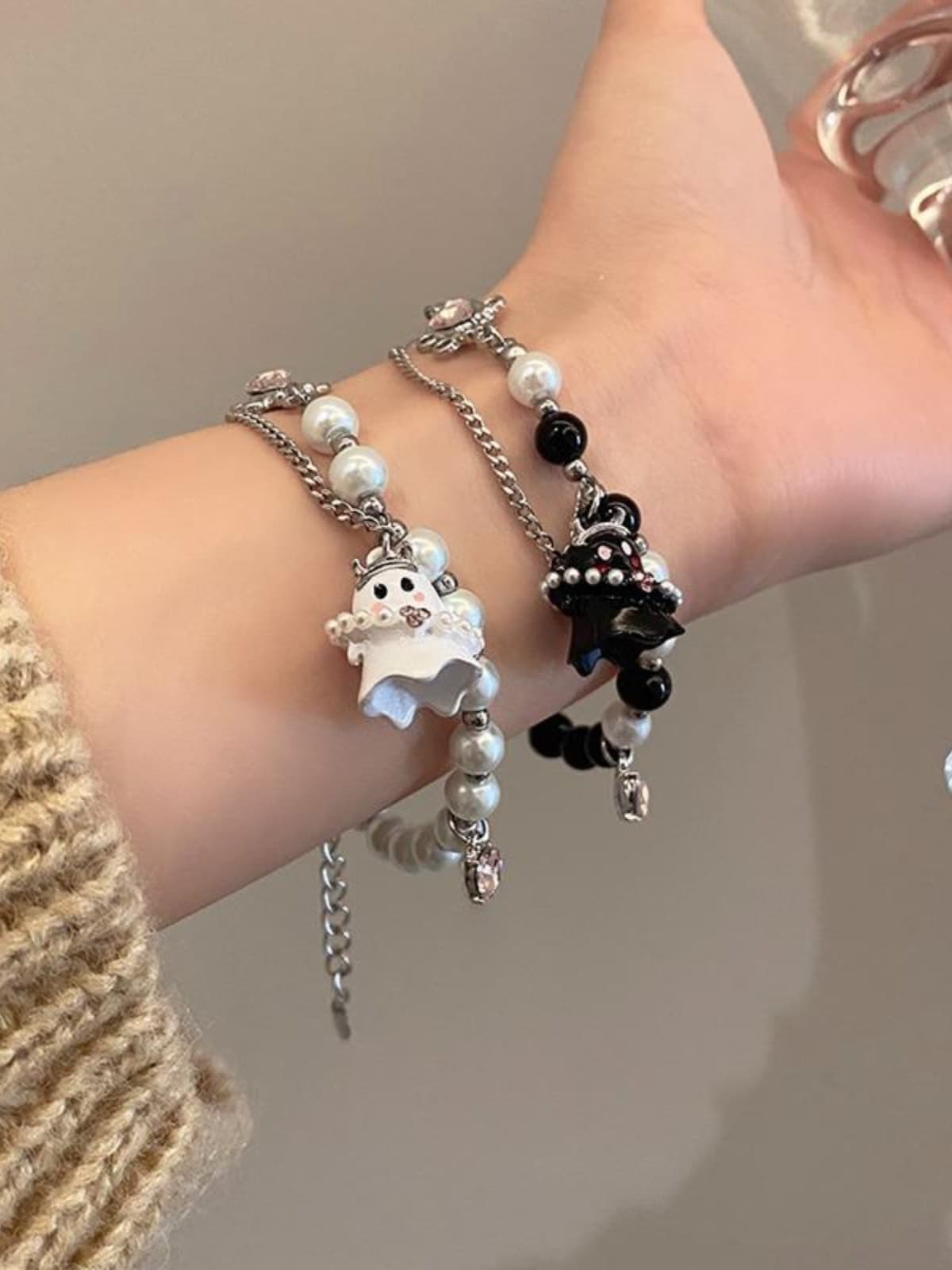 ギャルファッション アクセサリー おばけちゃん真珠ブレスレット