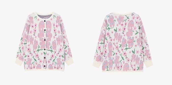 ギャルファッション カーディガン 花柄ふわもこゆめかわカーディガン