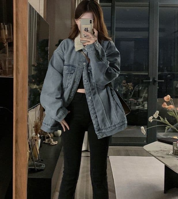 ギャルファッション アウター ゆったりデニムジャケット