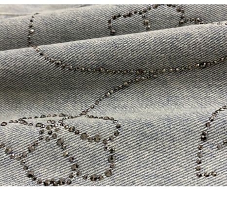 ギャルファッション ジーンズ 花柄刺繍ワイドデニム