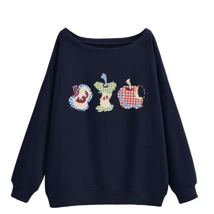 ギャルファッション キュートくま刺繍オフショルダーゆるふわスウェット