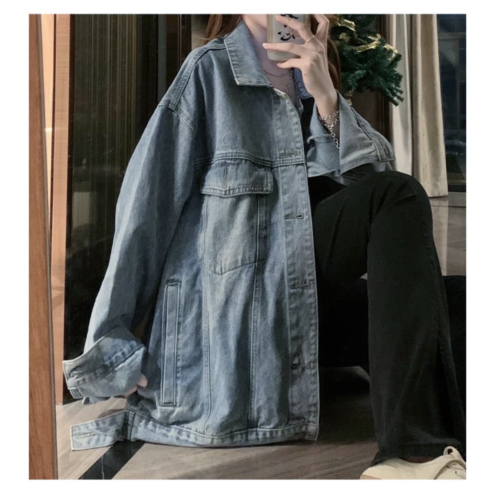 ギャルファッション アウター ゆったりデニムジャケット