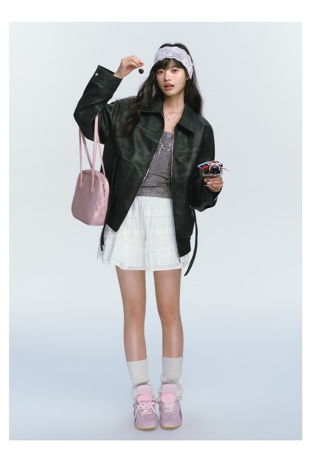 ギャルファッション アウター ゆるふわレザージャケット