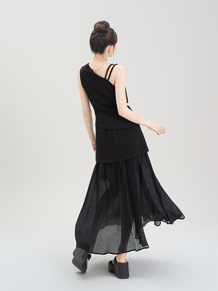 ギャルファッション 非対称ワンショルダーレイヤード