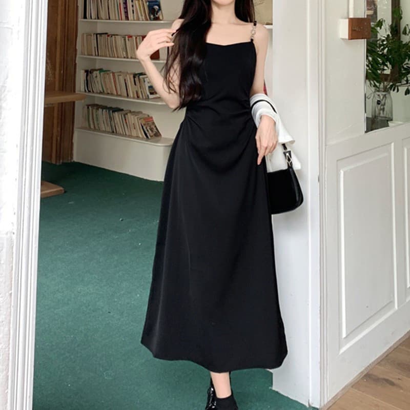 ギャルファッション シンプル美人キャミロングワンピース