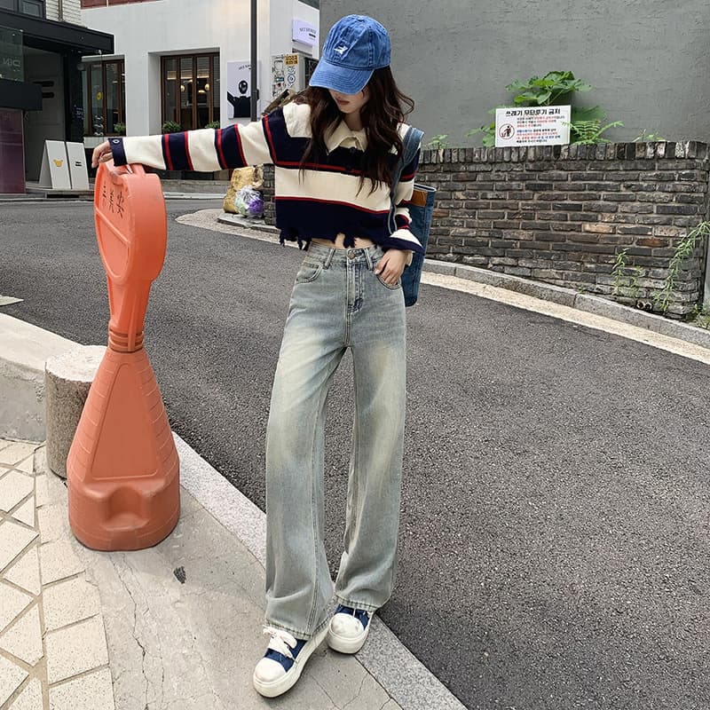 ギャルファッション ジーンズ ゆるふわワイドデニム