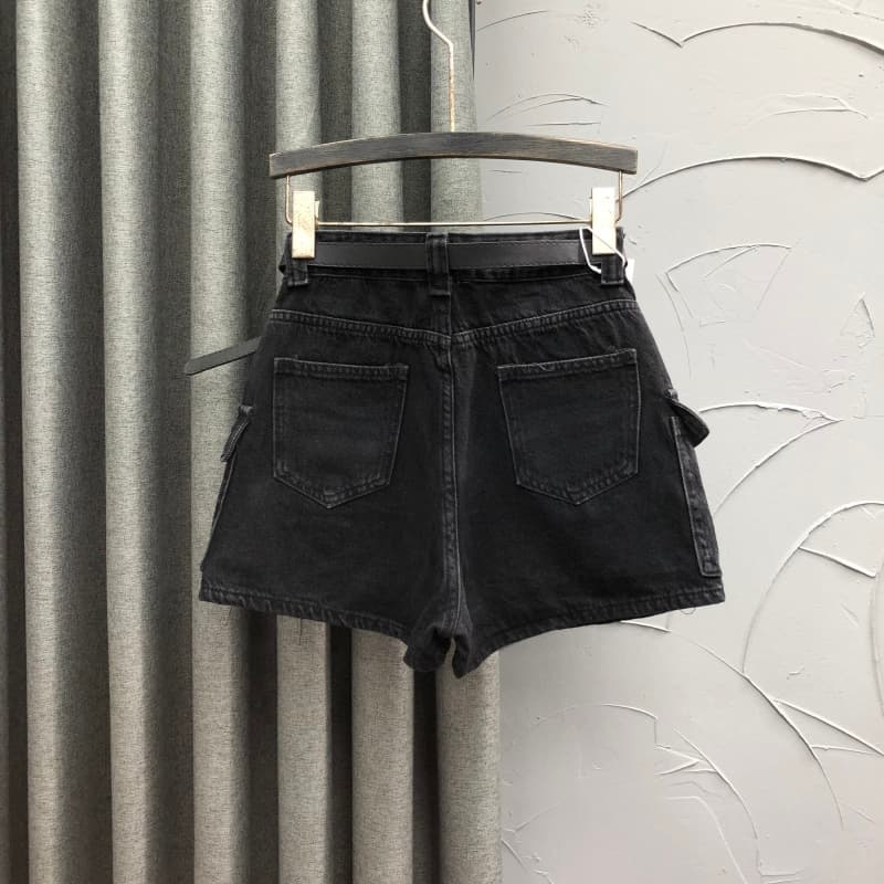 ギャルファッション マルチポケット ミニスカートデニム