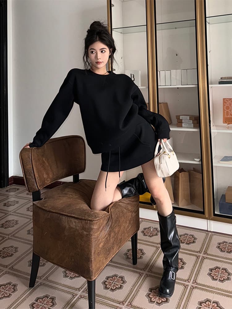 ギャルファッション スウェット ゆるまるシルエットスウェットワンピ
