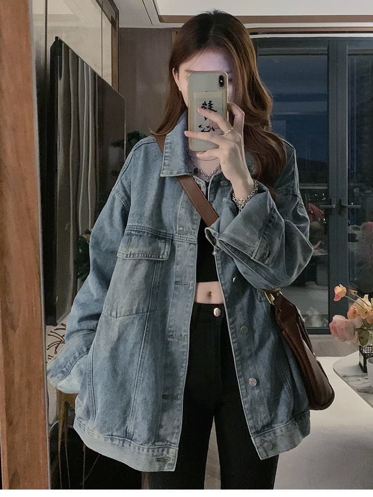 ギャルファッション アウター ゆったりデニムジャケット