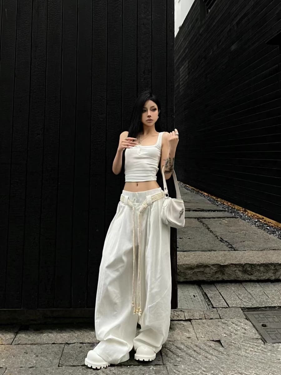 ギャルファッション 洗練ロープベルトタンクトップセット