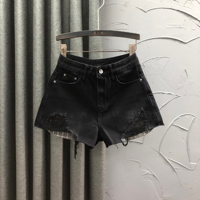 ギャルファッション ダメージ加工ミニデニムショーツ