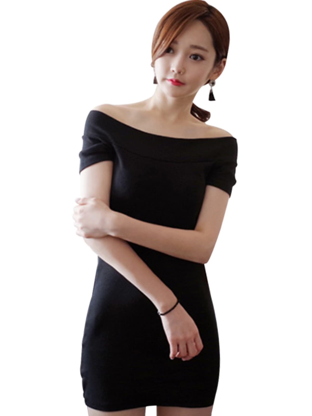 ギャルファッション ワンピース 肩魅せオフショルミニワンピース