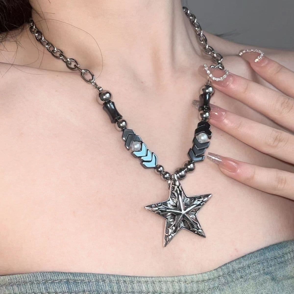 ギャルファッション アクセサリー 星空の囁き 矢印チェーンネックレス