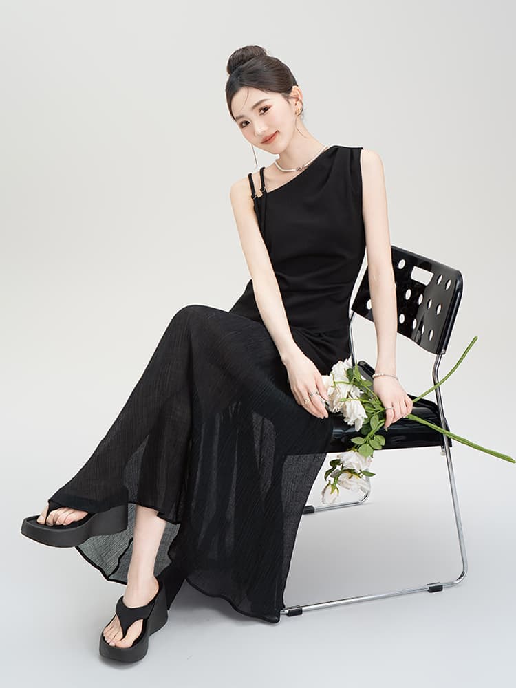 ギャルファッション 非対称ワンショルダーレイヤード