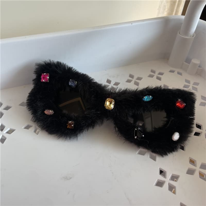 ギャルファッション もこもこハートサングラス