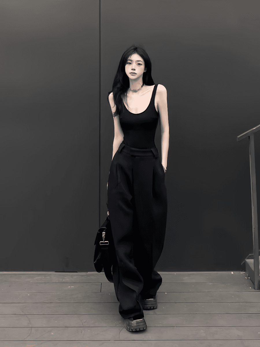 ギャルファッション 大人モードタンクトップワイドパンツセット