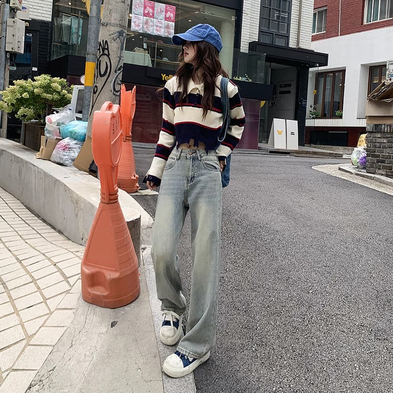 ギャルファッション ジーンズ ゆるふわワイドデニム