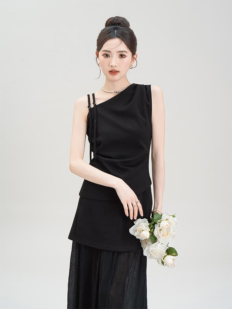 ギャルファッション 非対称ワンショルダーレイヤード