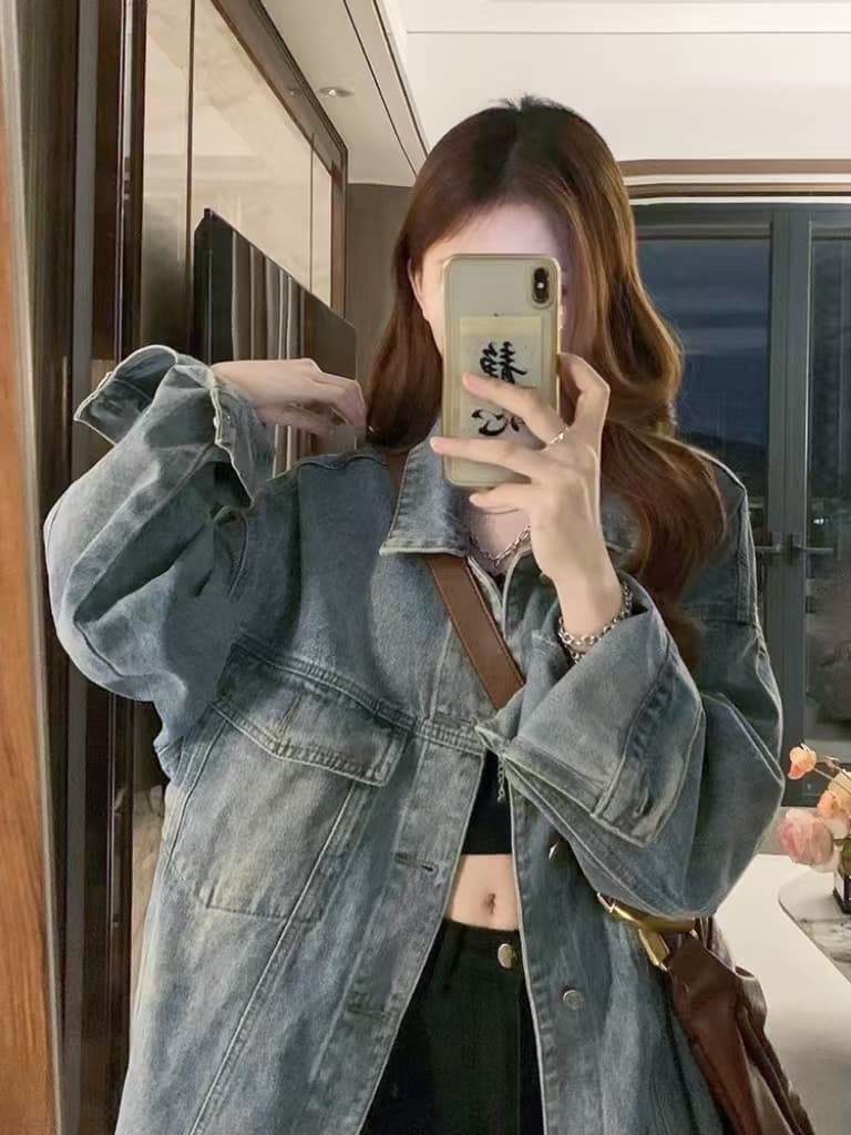 ギャルファッション アウター ゆったりデニムジャケット