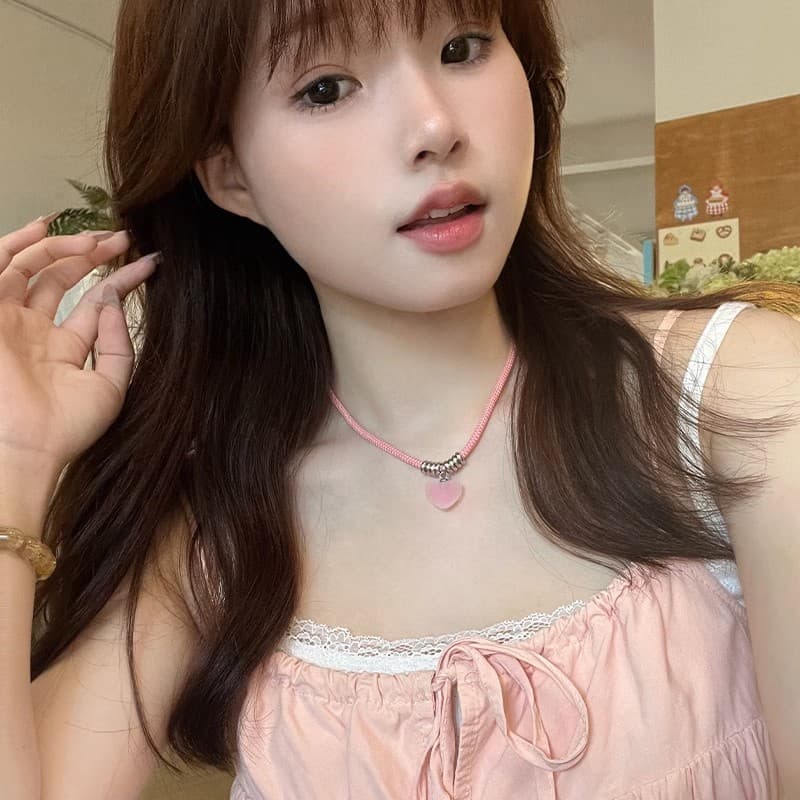 ギャルファッション アクセサリー 甘やか姫のハートトップ紐ネックレス