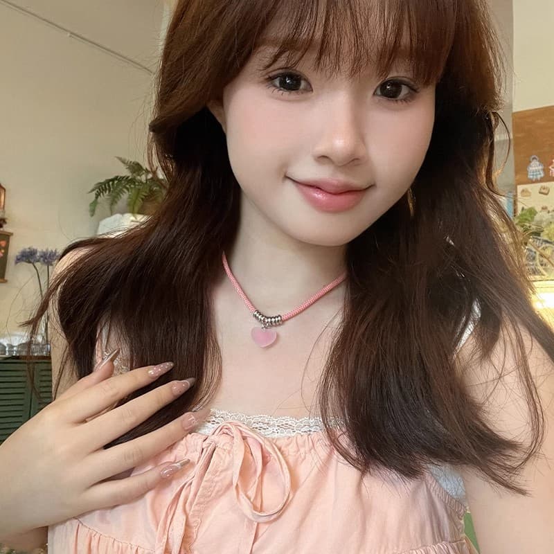 ギャルファッション アクセサリー 甘やか姫のハートトップ紐ネックレス