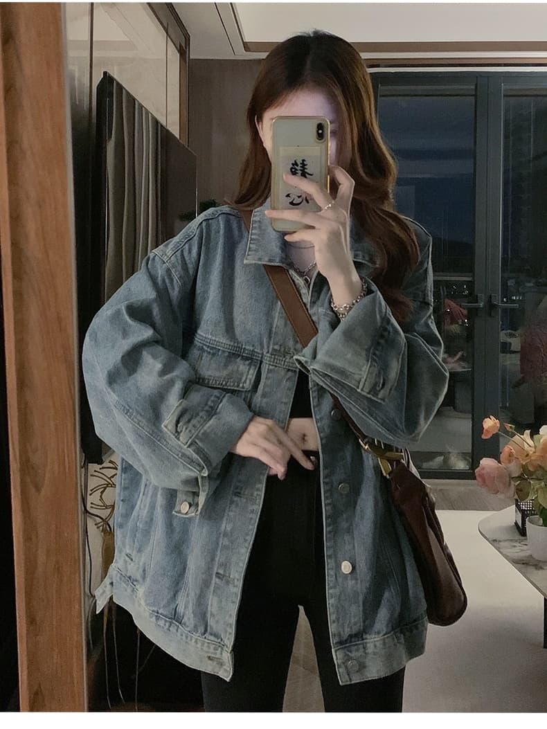 ギャルファッション アウター ゆったりデニムジャケット
