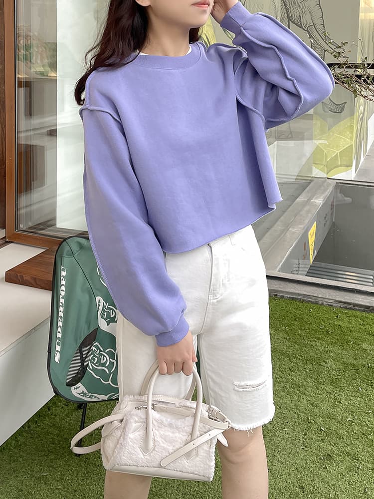 ギャルファッション スウェット ゆるシルエット ショート丈スウェット