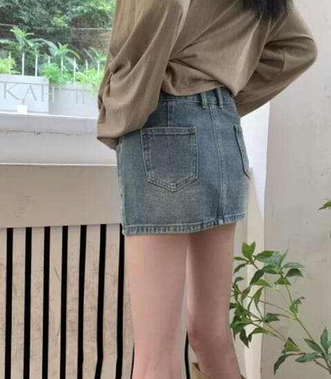 ギャルファッション ハイウェストデニムタイトスカート