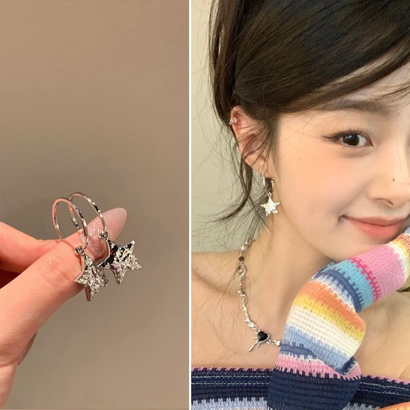 ギャルファッション アクセサリー キラめき星空ピアス＆ネックレスセット