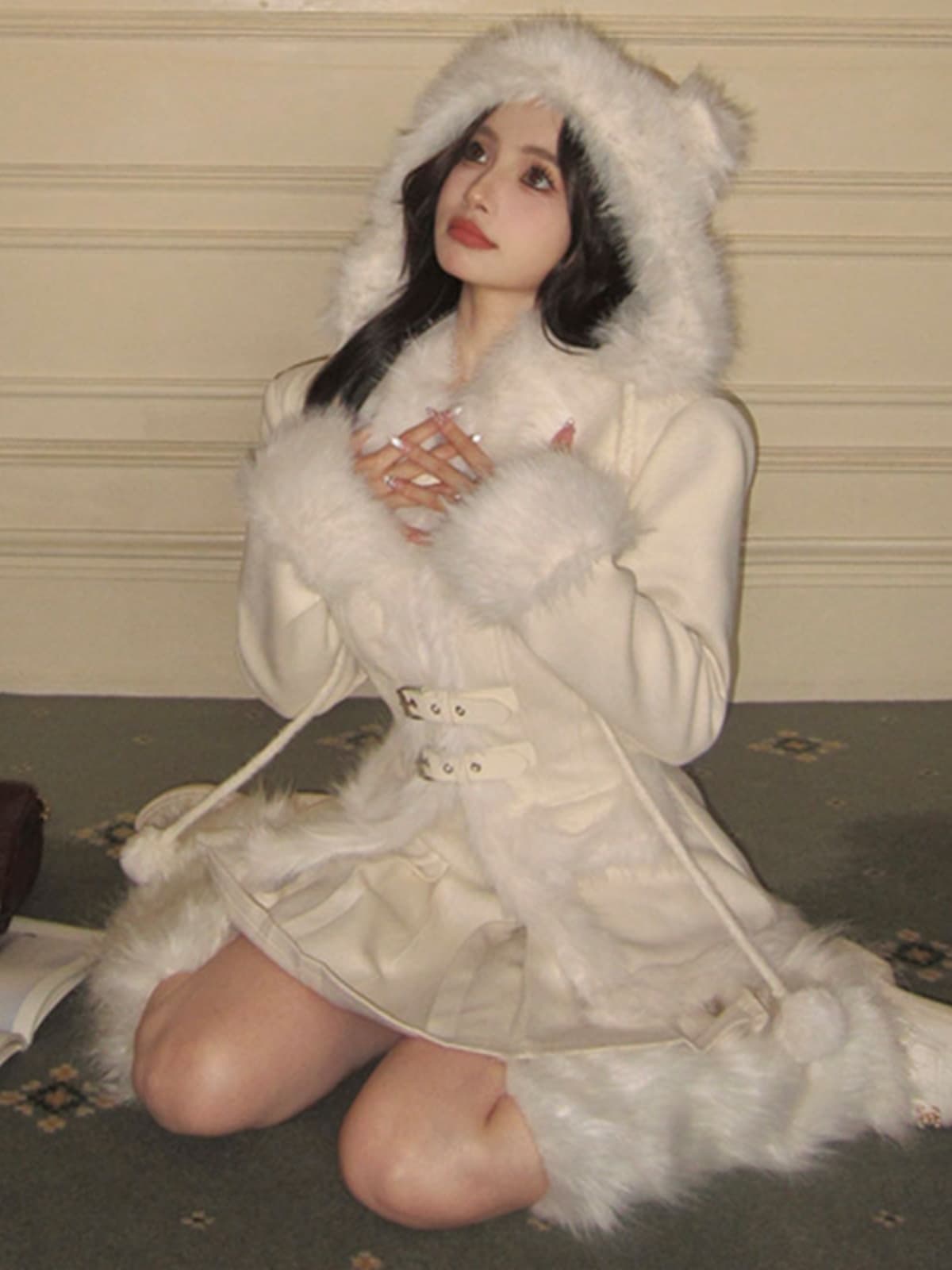 ギャルファッション ふわもこ姫系ダッフルコート