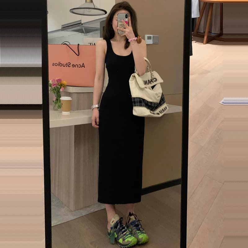 ギャルファッション ワンピース クールストレッチタンクマキシワンピース