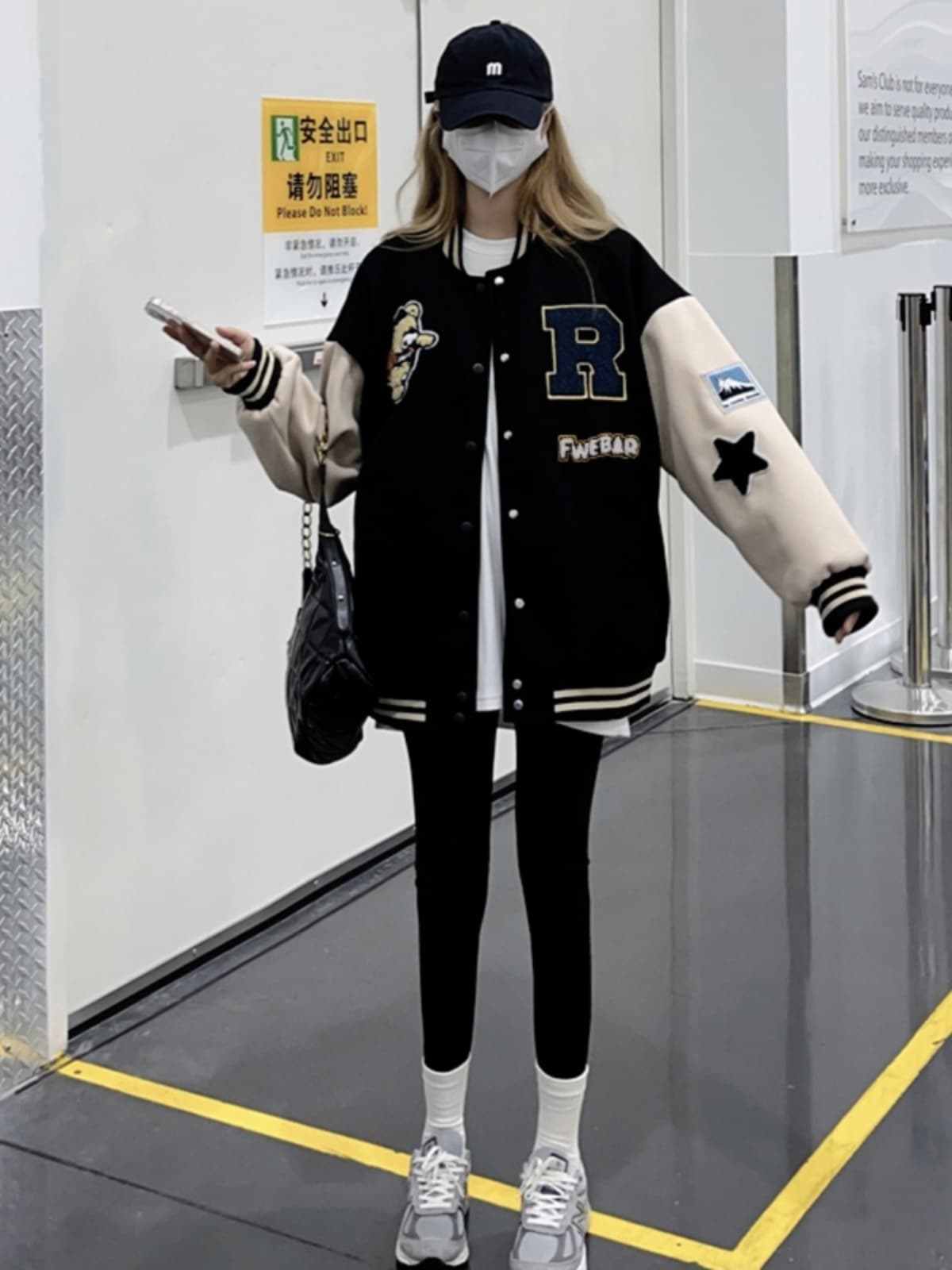 ギャルファッション アウター クマワッペン スタジアムジャンパー