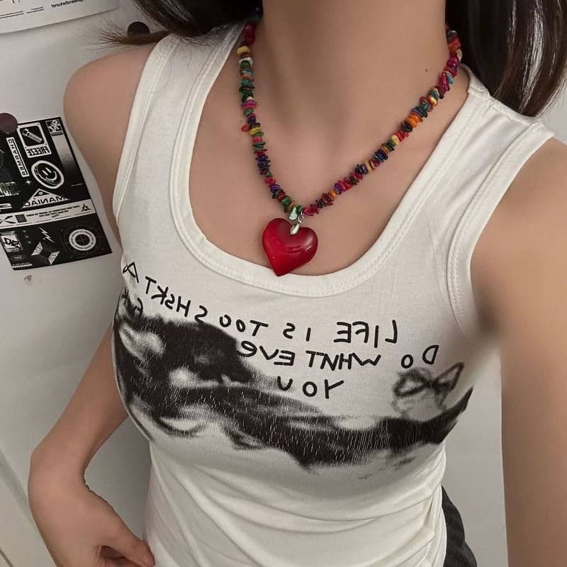 ギャルファッション アクセサリー 恋心うるり石ネックレス