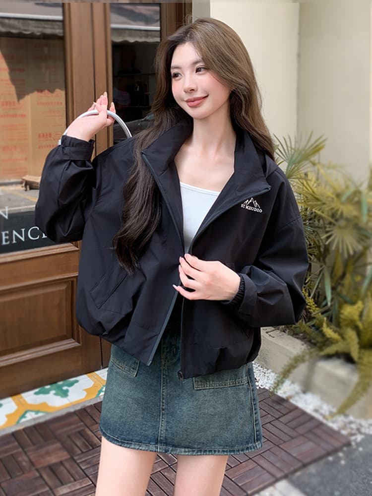 ギャルファッション アウター ゆったりショート丈ブルゾン