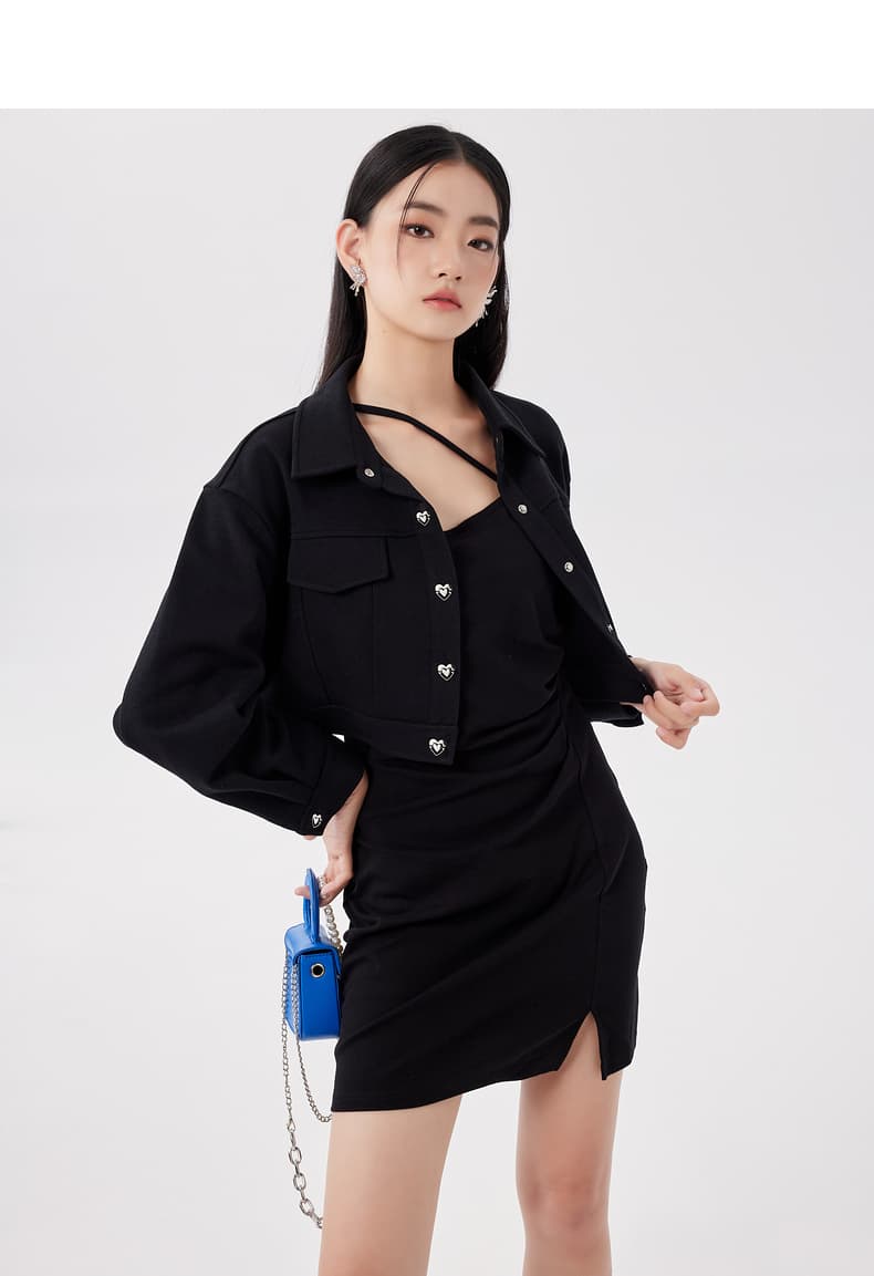 ギャルファッション ワンピース ハートボタン ミニワンピース セット