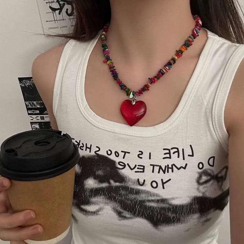 ギャルファッション アクセサリー 恋心うるり石ネックレス