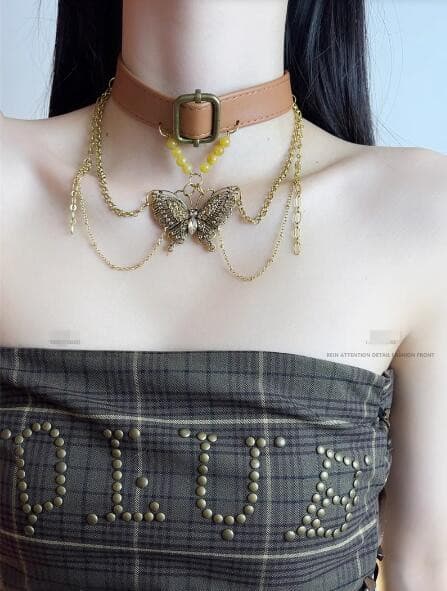 ギャルファッション アクセサリー 蝶々モチーフ暗黒系チョーカー