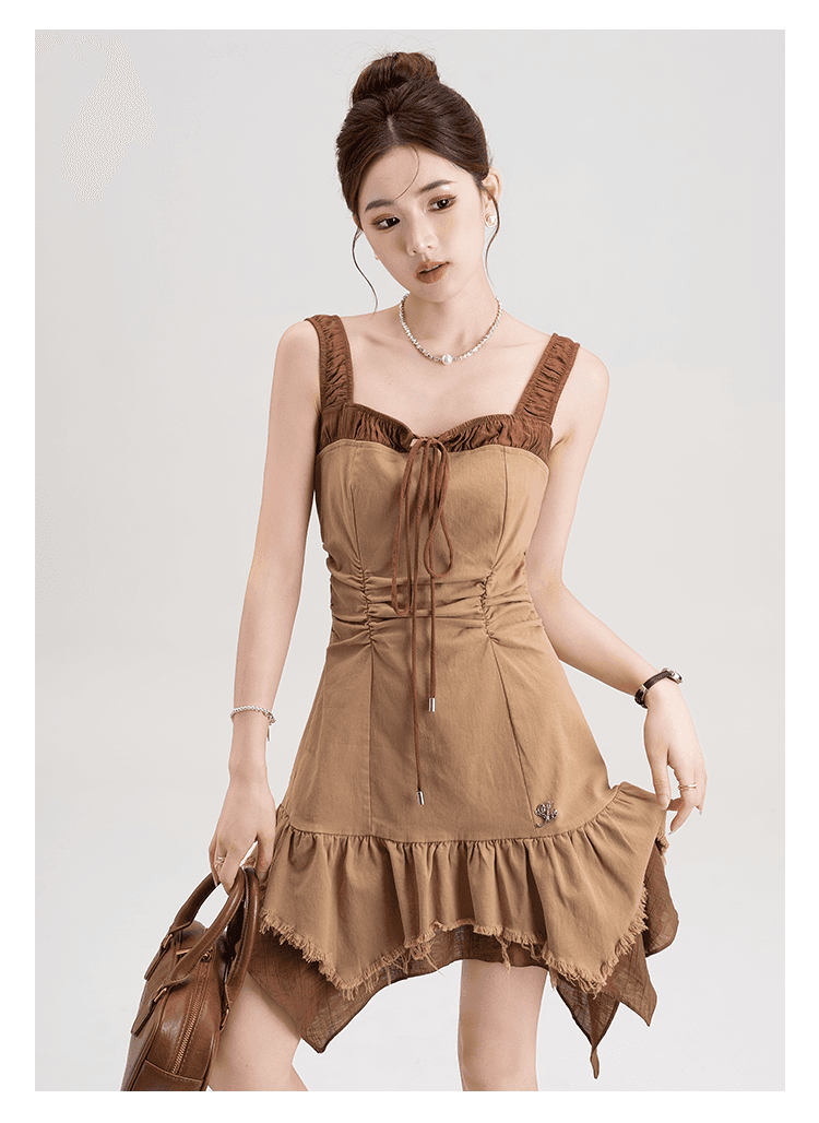 ギャルファッション ワンピース フリンジヘム アシンメトリーワンピース